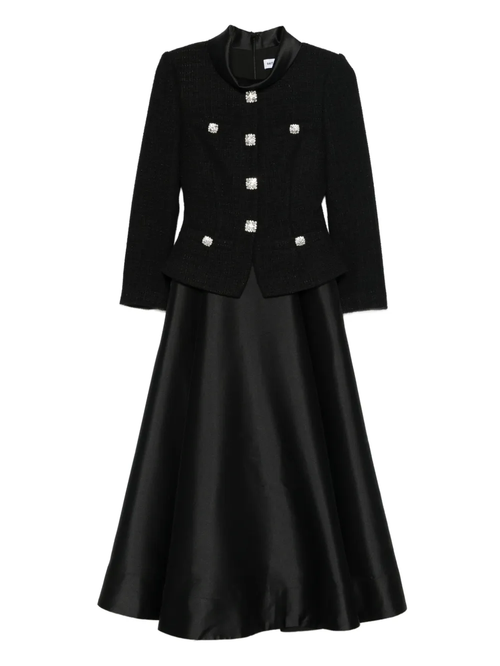 Self-portrait Embellished Midi Dress In Black