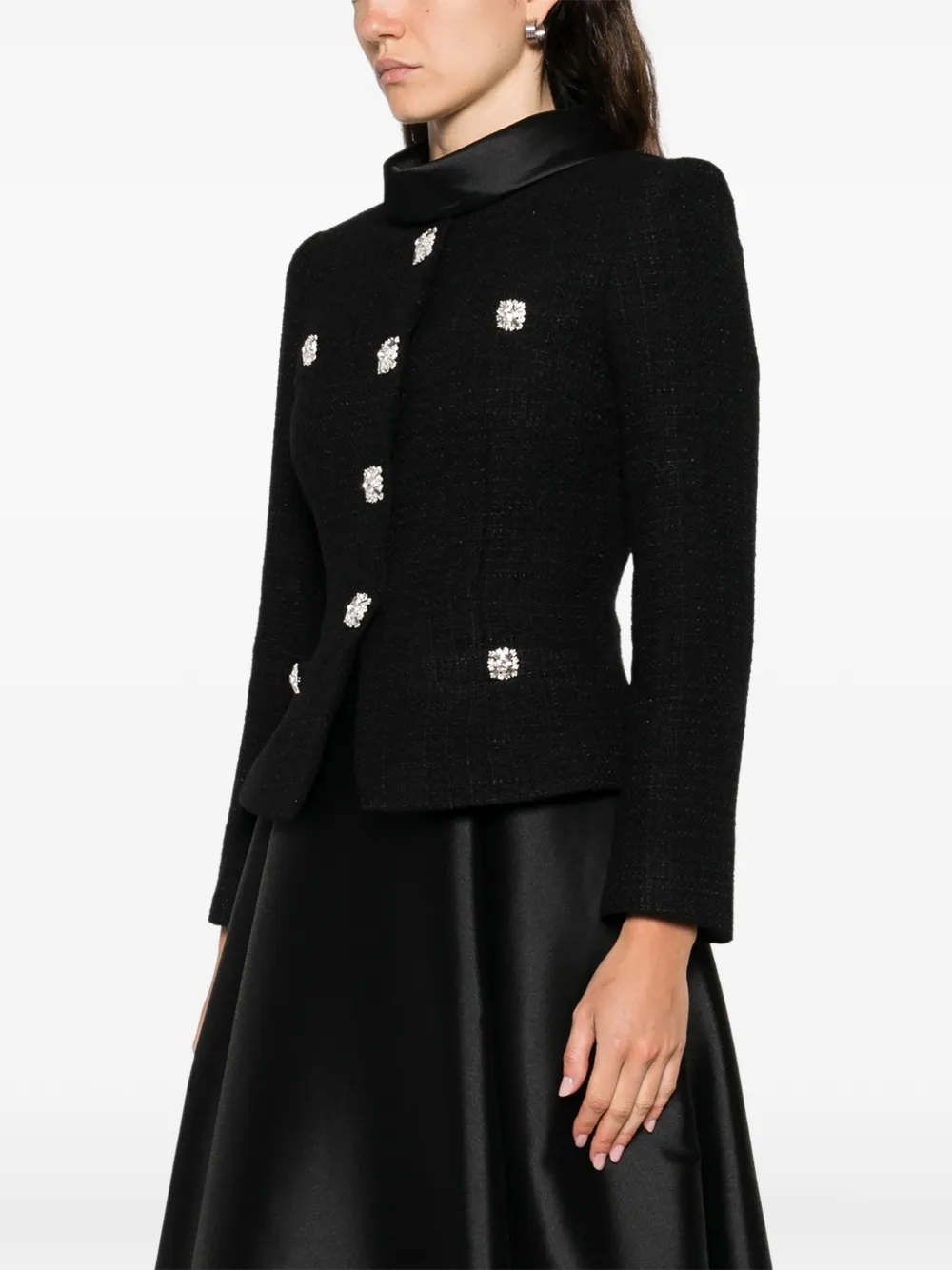 Self-portrait Embellished Midi Dress In Black