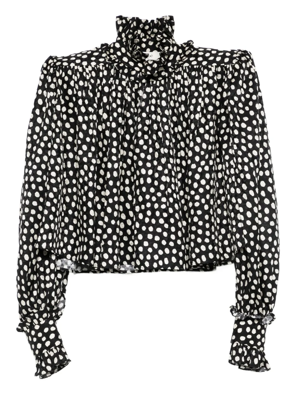 Chloé Ruffled-collar Polka-dot Blouse In Black