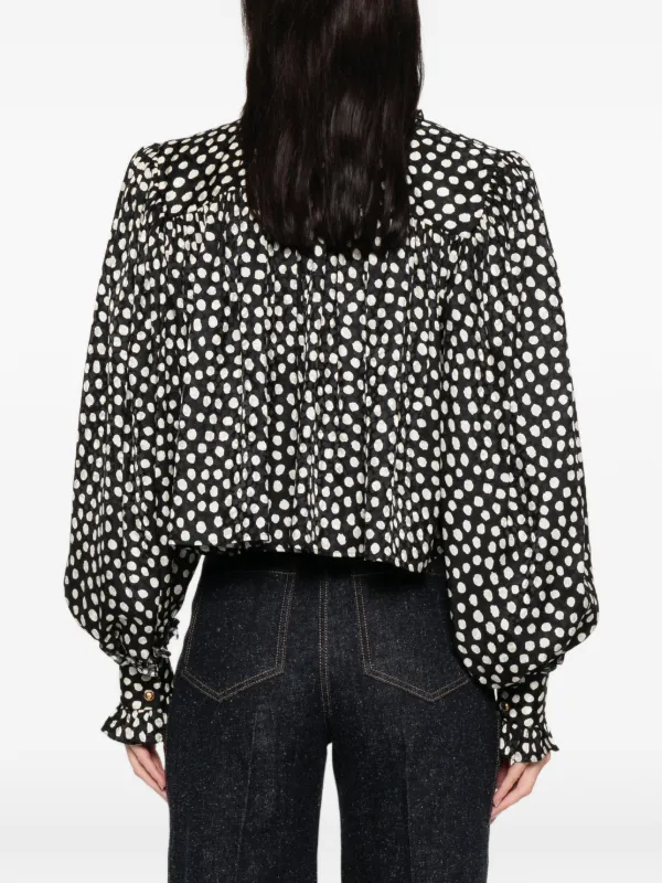 Chloé ruffled-collar polka-dot Blouse | Black | FARFETCH