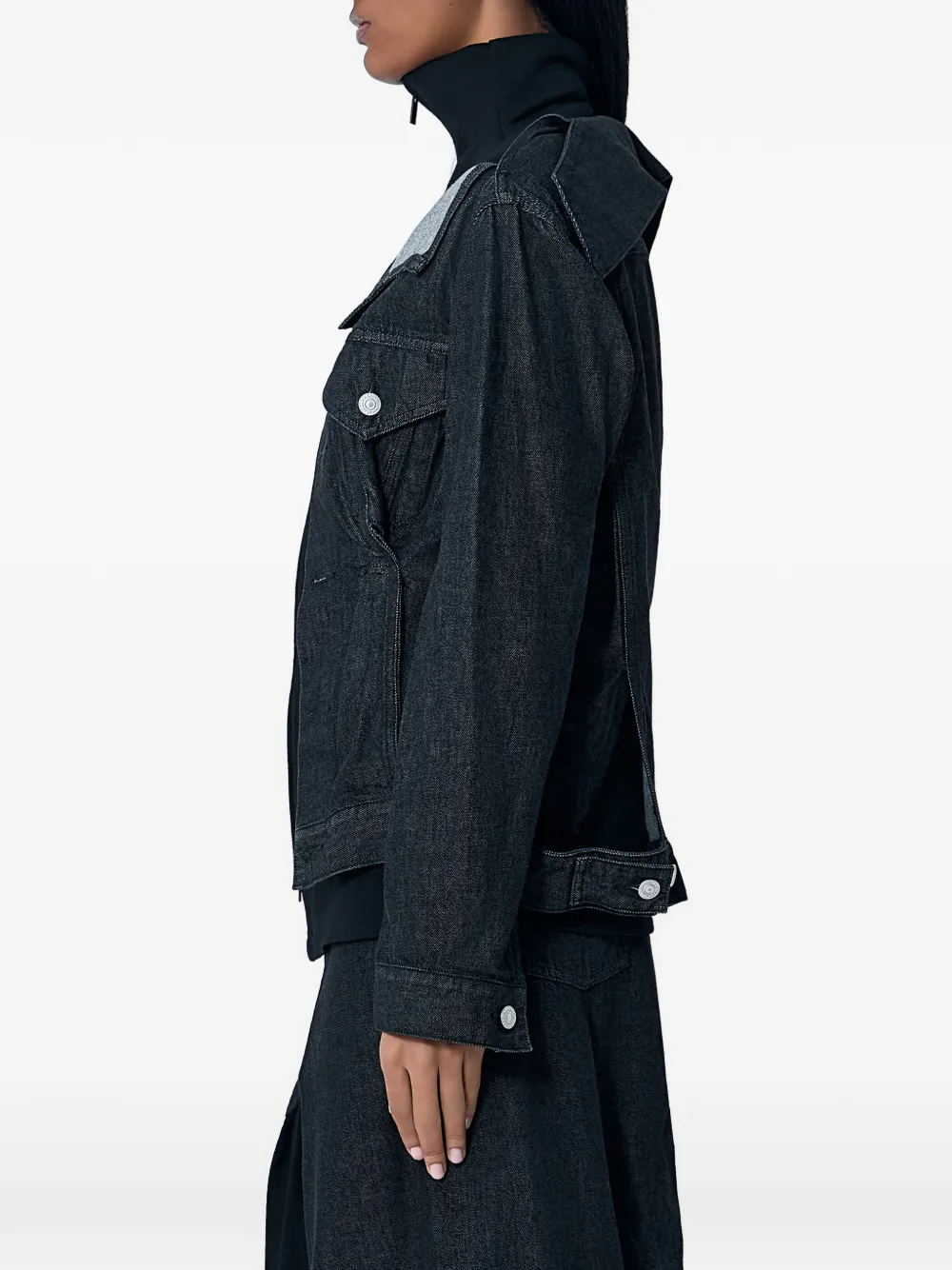  Yohji Yamamoto Contrast-panel Denim Jacket - Black 