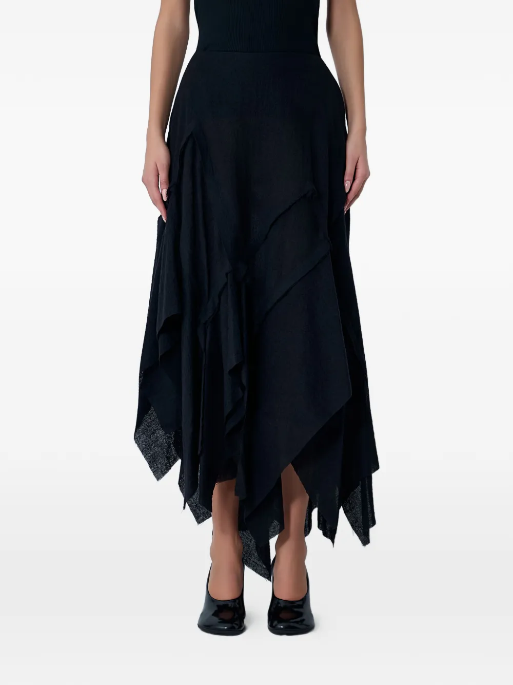 Limi Feu Gauzed draped midi skirt - Nero