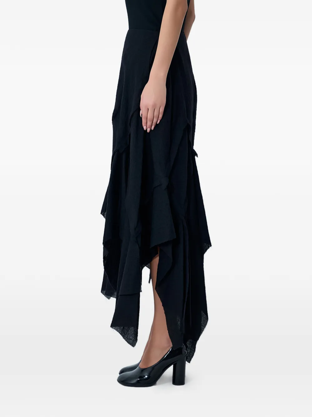 Limi Feu Gauzed draped midi skirt - Zwart