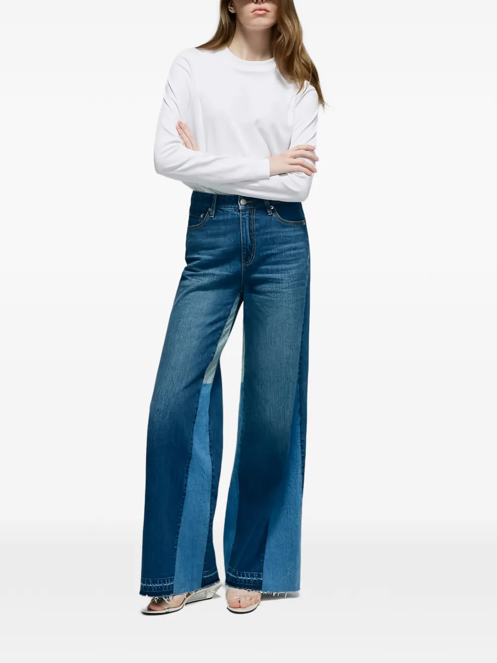 Hey Joanie Shadow Split Frayed Wideleg jeans - Blauw
