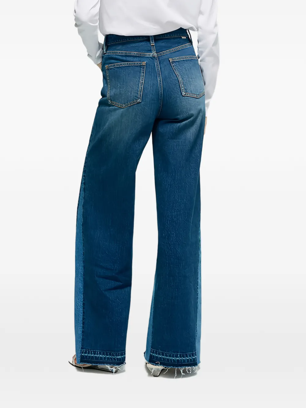 Hey Joanie Shadow Split jeans met franje en wijde pijpen Blauw