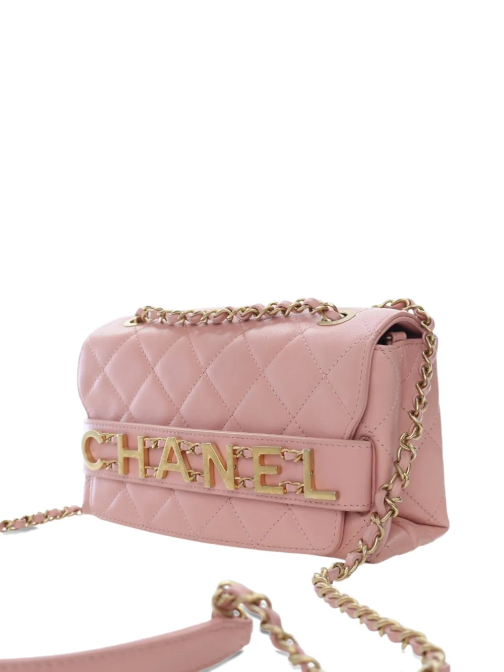 CHANEL Pre-owned 2019 Small Quilted Calfskin Enchained Flap Crossbody Bag In Pink