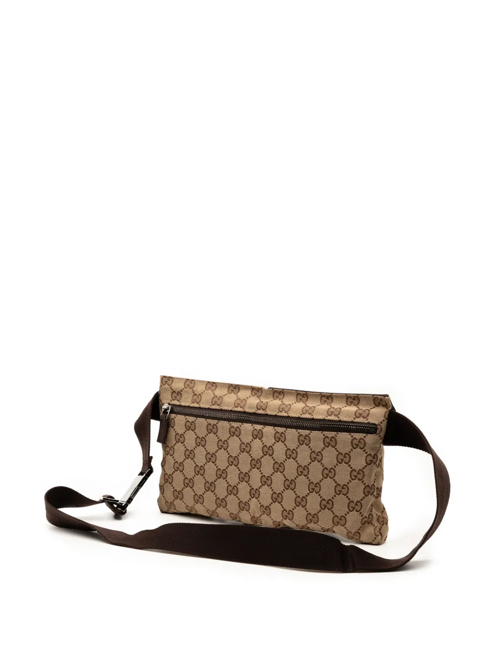 GUCCI Pre-owned 2000-2015 Gg Canvas Double Pocket Belt Bag In Brown