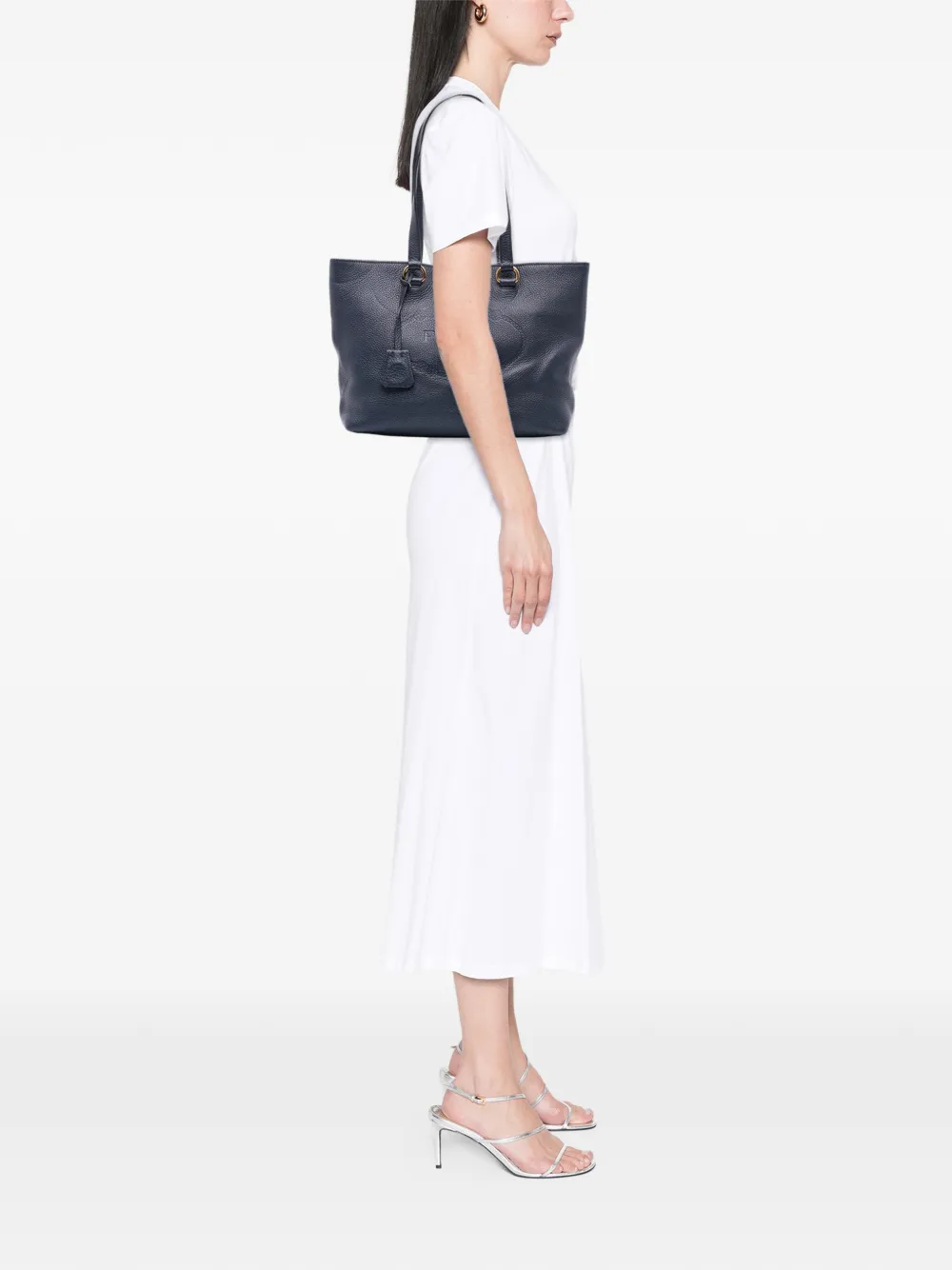 Pre-owned Prada 2013-2025 Vitello Daino Canapa Logo Tote Bag In Blue