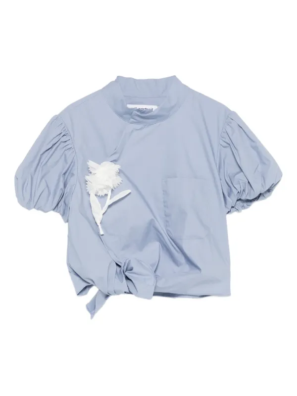 Self-Portrait Cotton Tie Side Top in Blue