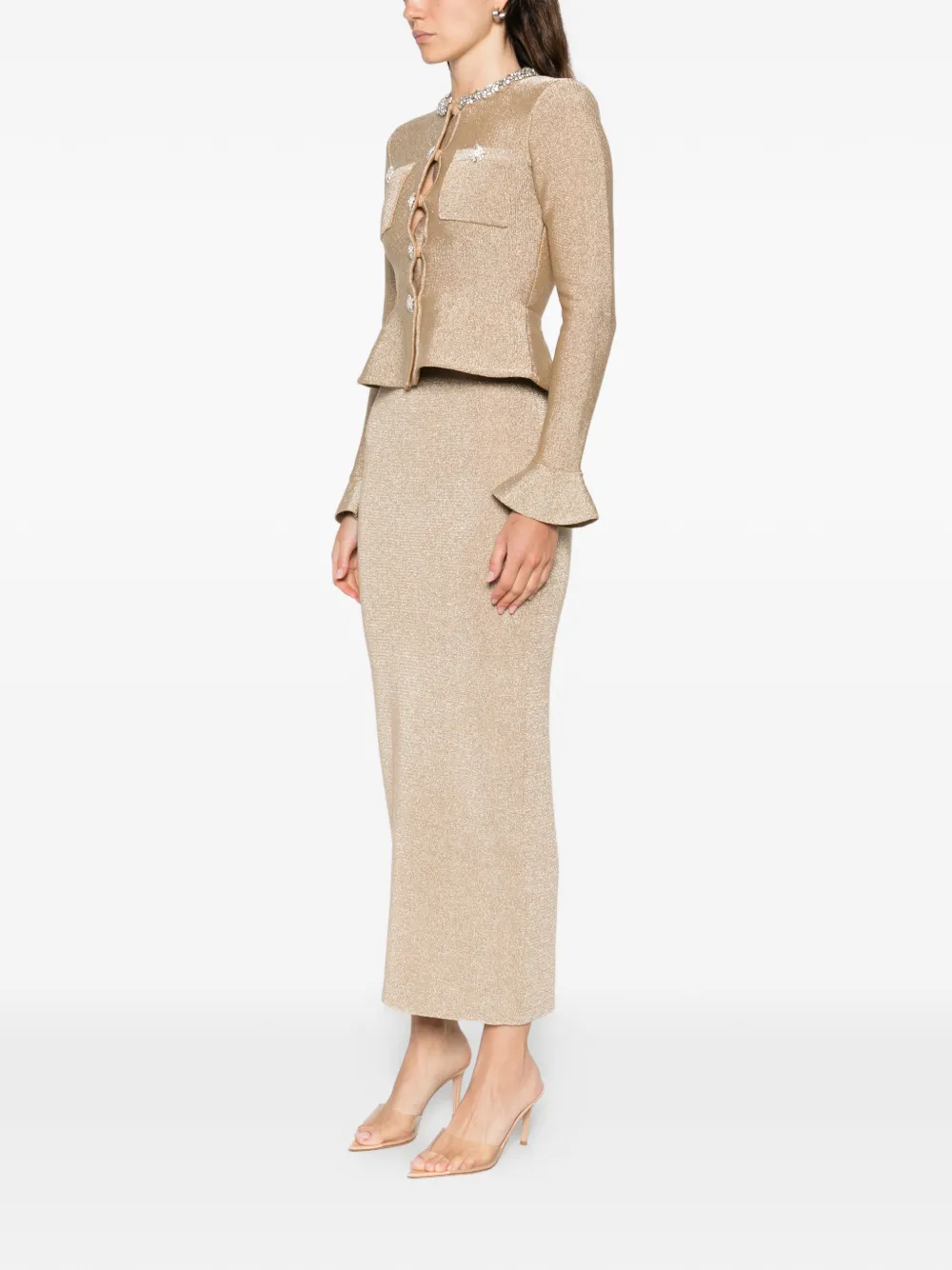 Self-portrait Embellished Midi Dress In Multi