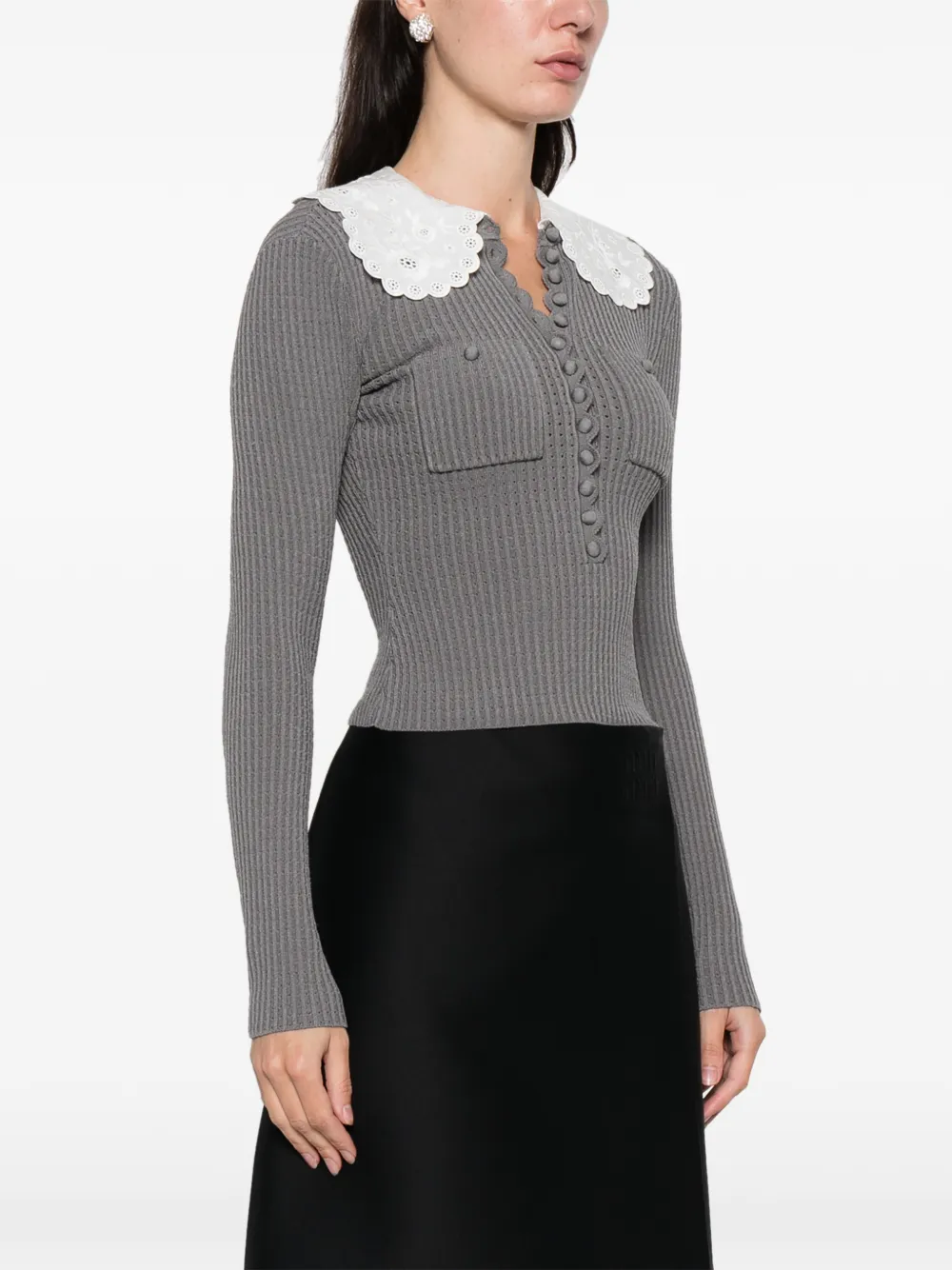Contrasting-Collar Top