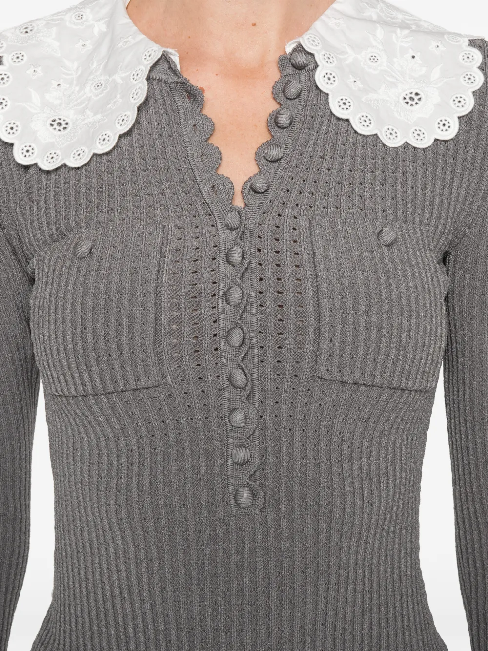 Contrasting-Collar Top