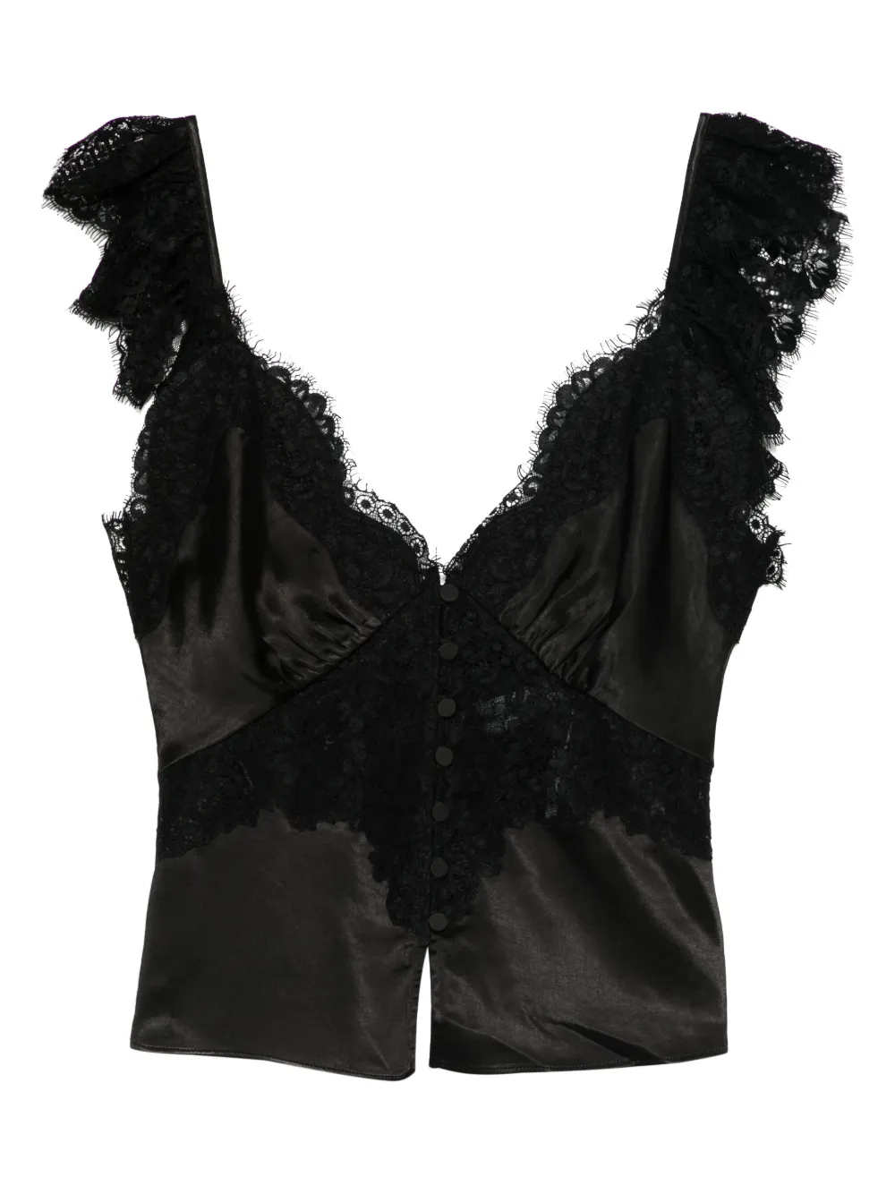 Self-Portrait lace button top | Black | Image 1