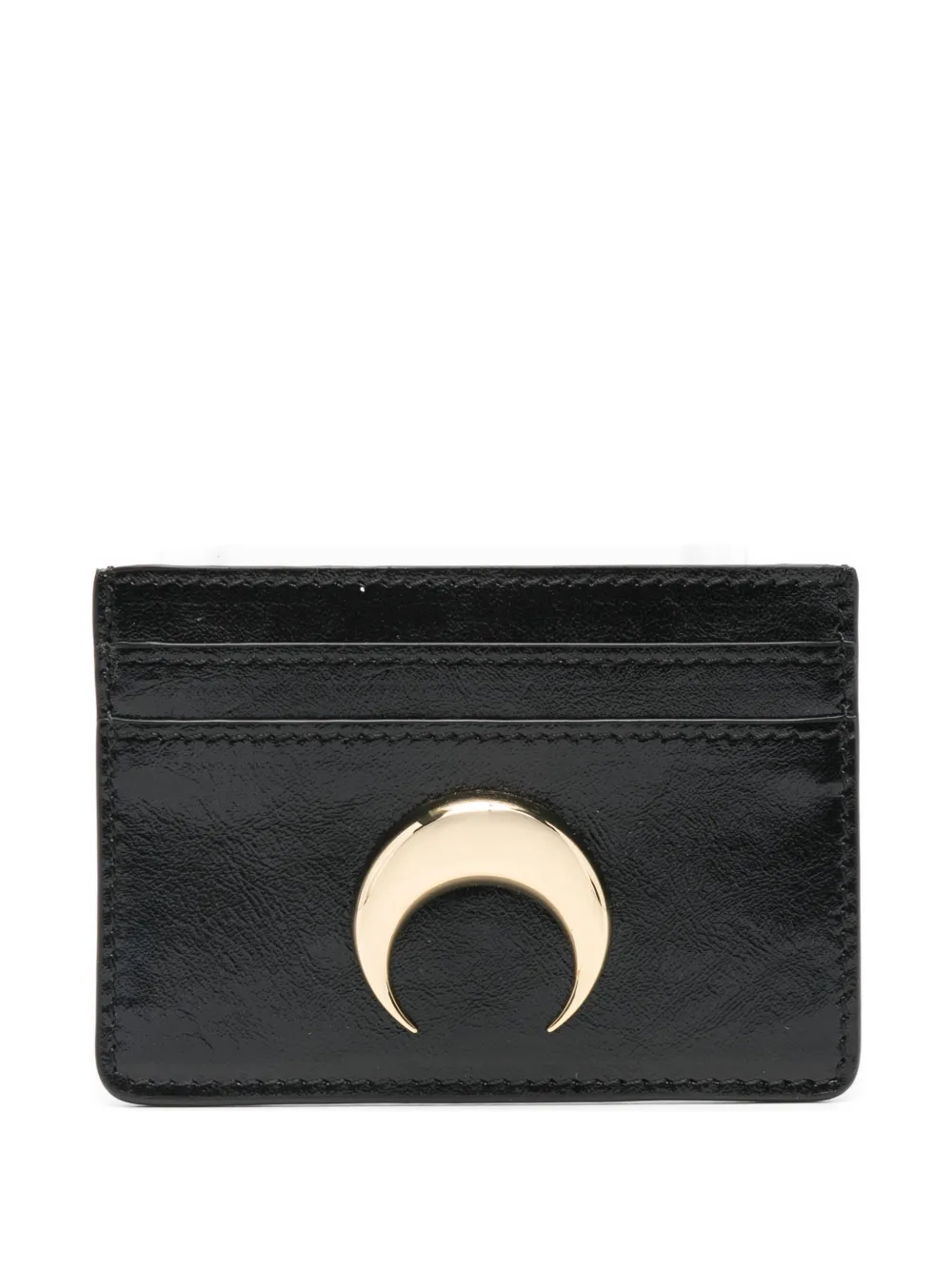Marine Serre Smoth Leather Moon Charm Cardholder In Black