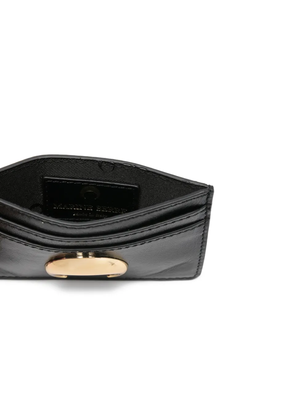 Marine Serre Smoth Leather Moon Charm Cardholder In Black