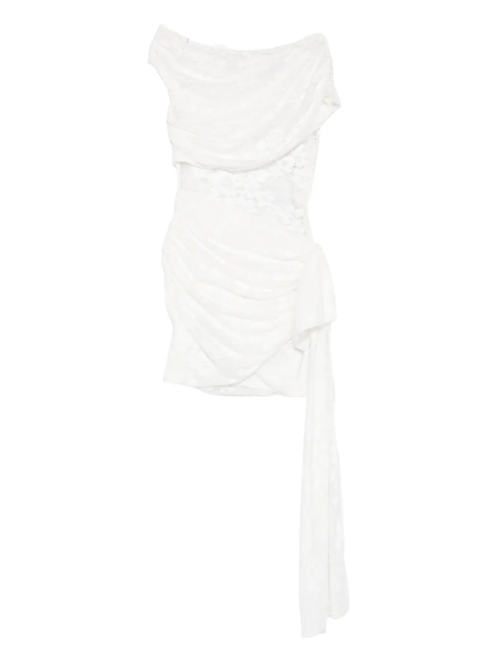 Self-portrait Lace Draped Mini Dress In White