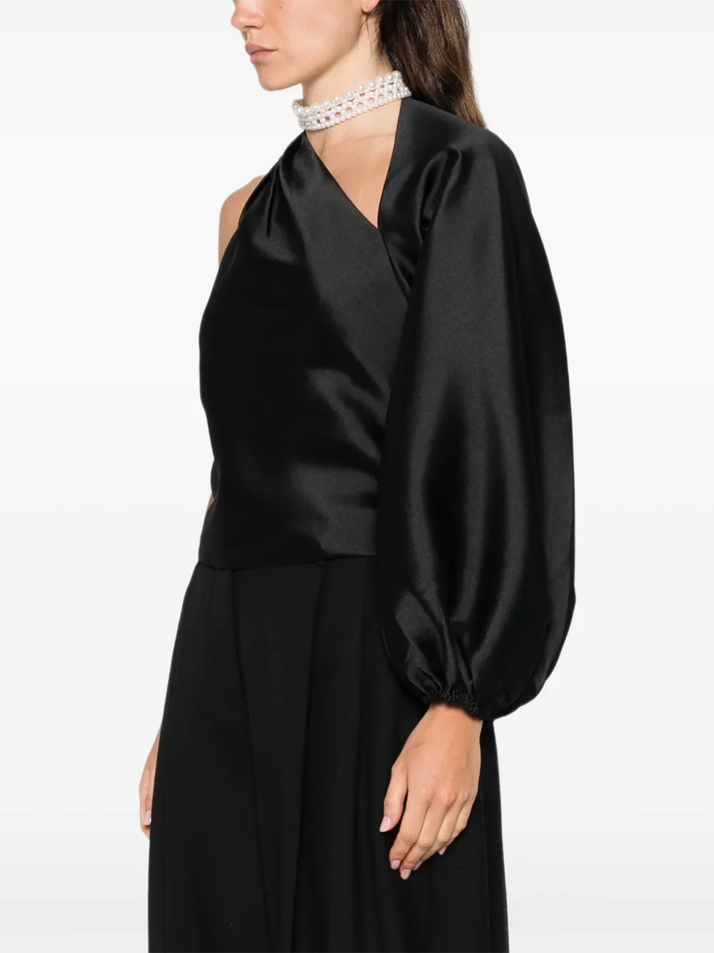  Self-portrait One-shoulder Top - Black 