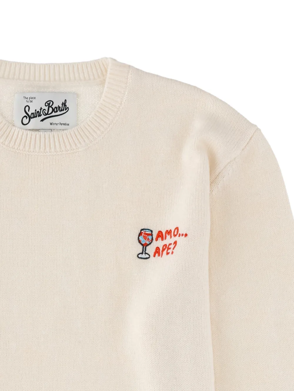  Mc2 Saint Barth Pull à Broderies - Blanc 