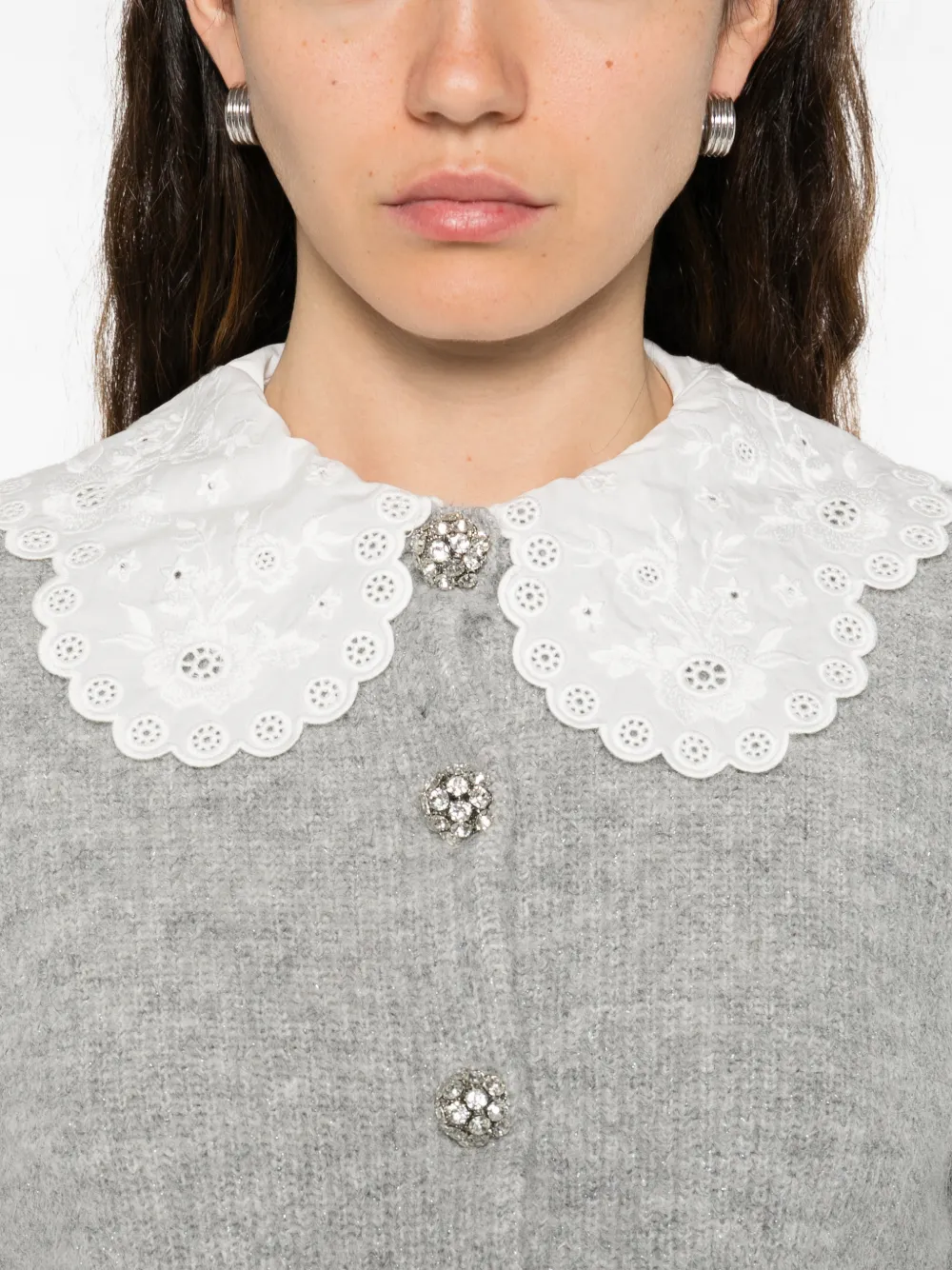 Self-Portrait Vest verfraaid met gewelfde kraag Grijs