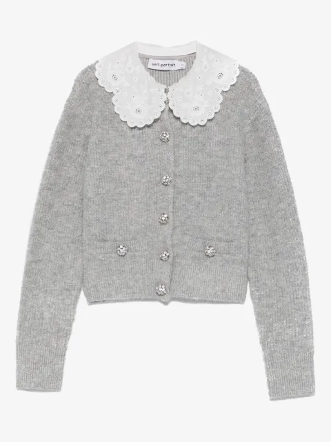 Self-Portrait scalloped-collar embellished cardigan