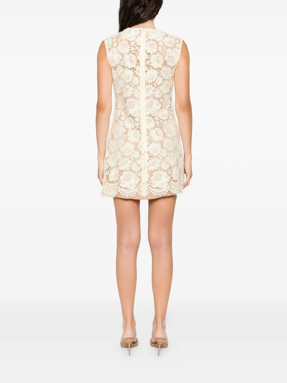 Self-portrait Embellished Lace Pocket Mini Dress In Yellow