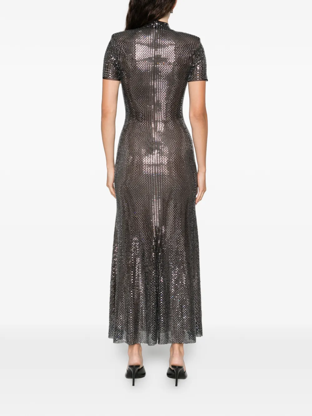 Self-portrait Embellished Short-sleeve Midi Dress In Multi