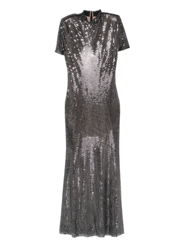 self portrait silver sequin midi dress Self-Portrait Silver Sequin Off-Shoulder Wrap Midi Dress S Self-Portrait