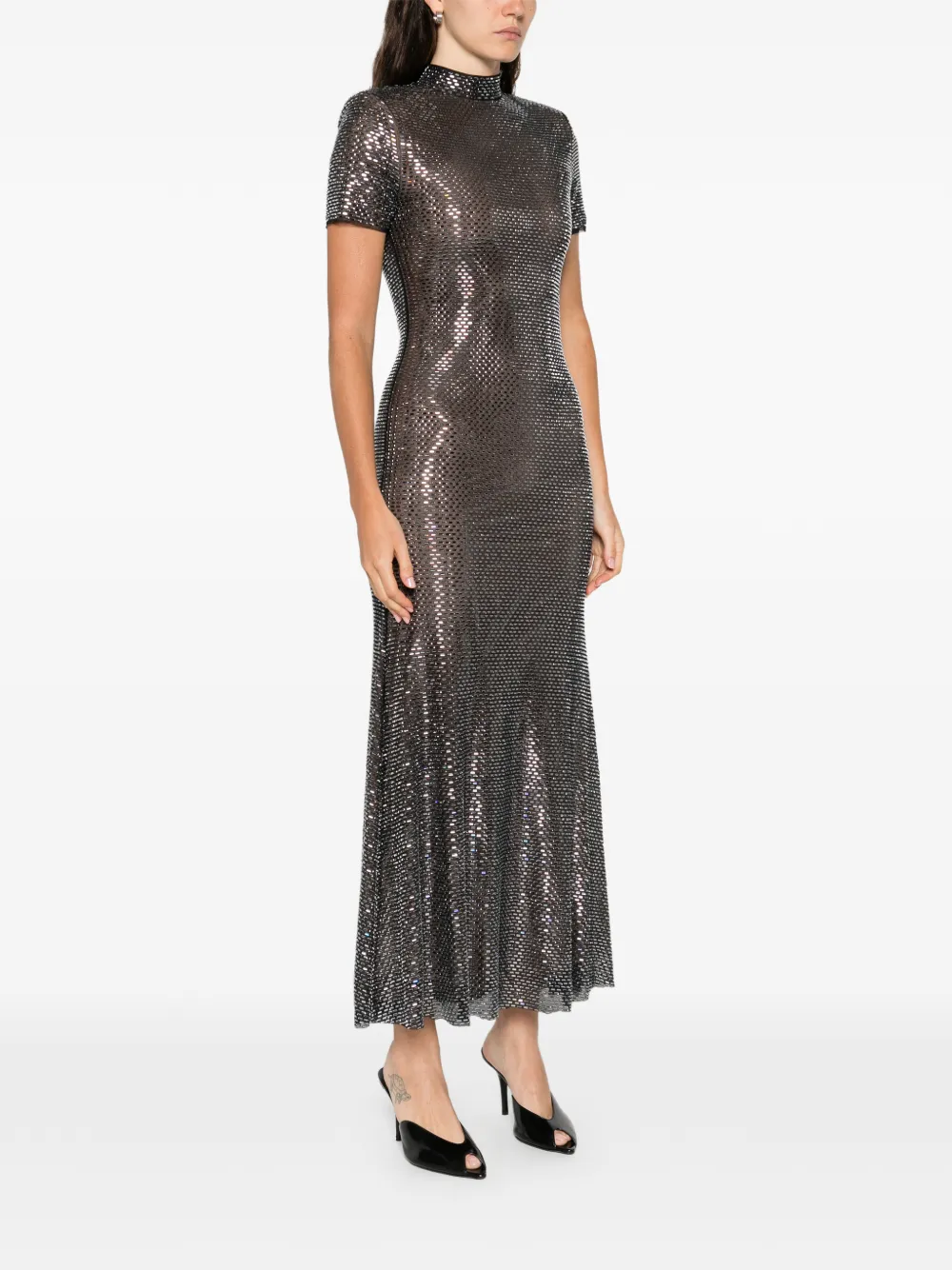 Self-portrait Embellished Short-sleeve Midi Dress In Multi