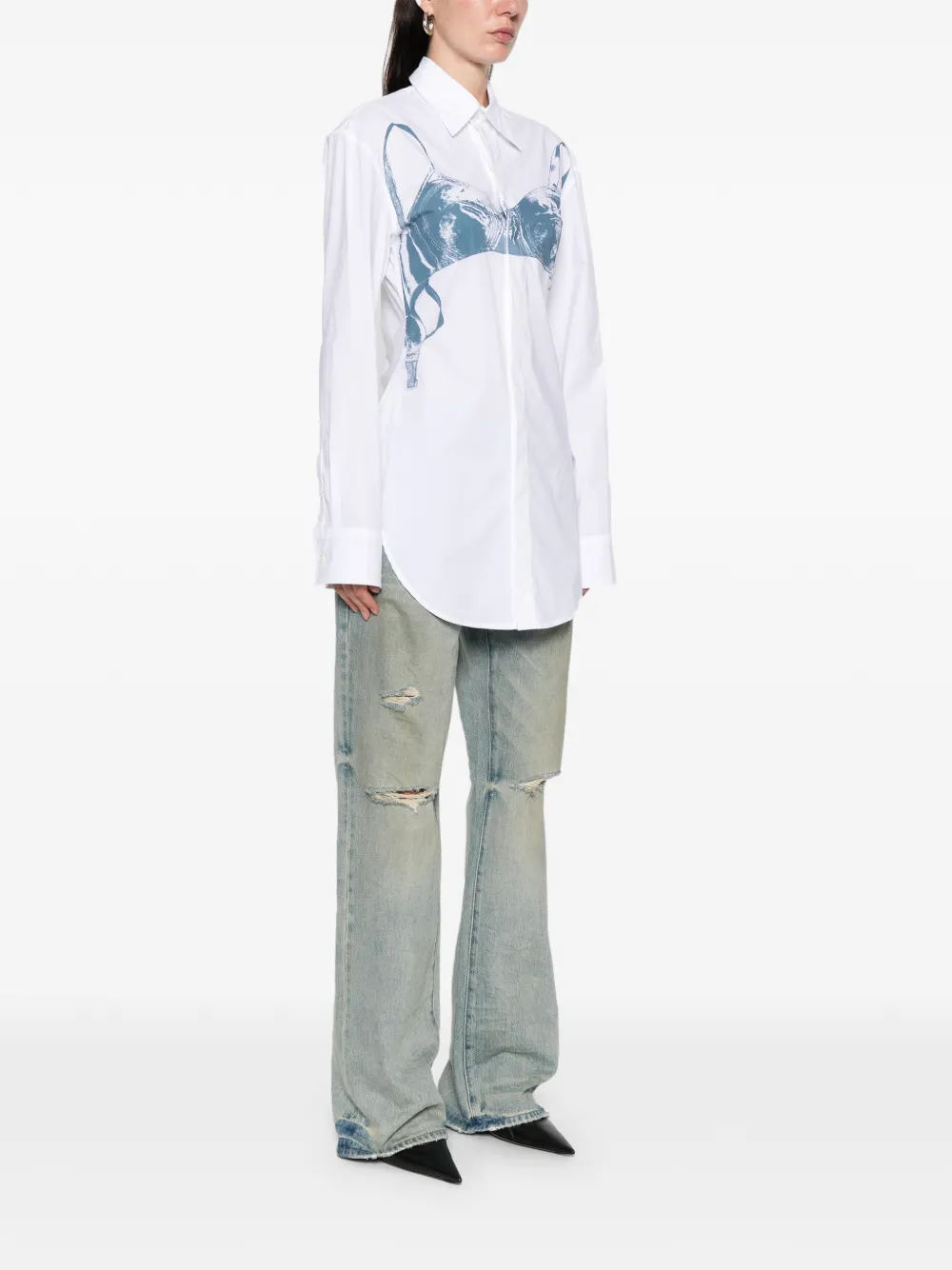 Jean Paul Gaultier T-shirt met bh-print Wit