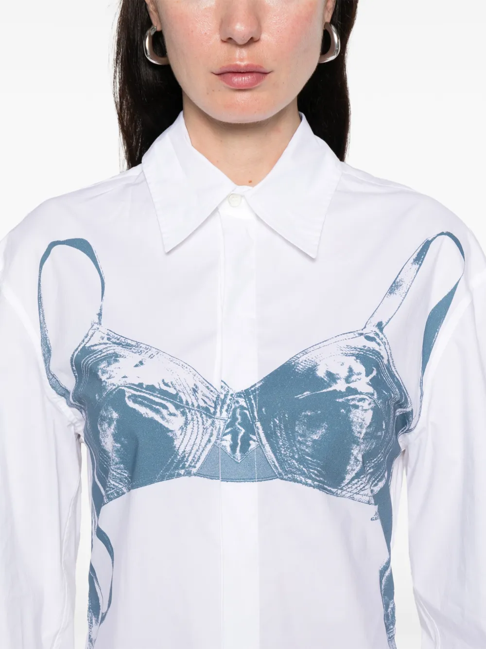 Jean Paul Gaultier Bra-print Cotton Shirt | White | FARFETCH