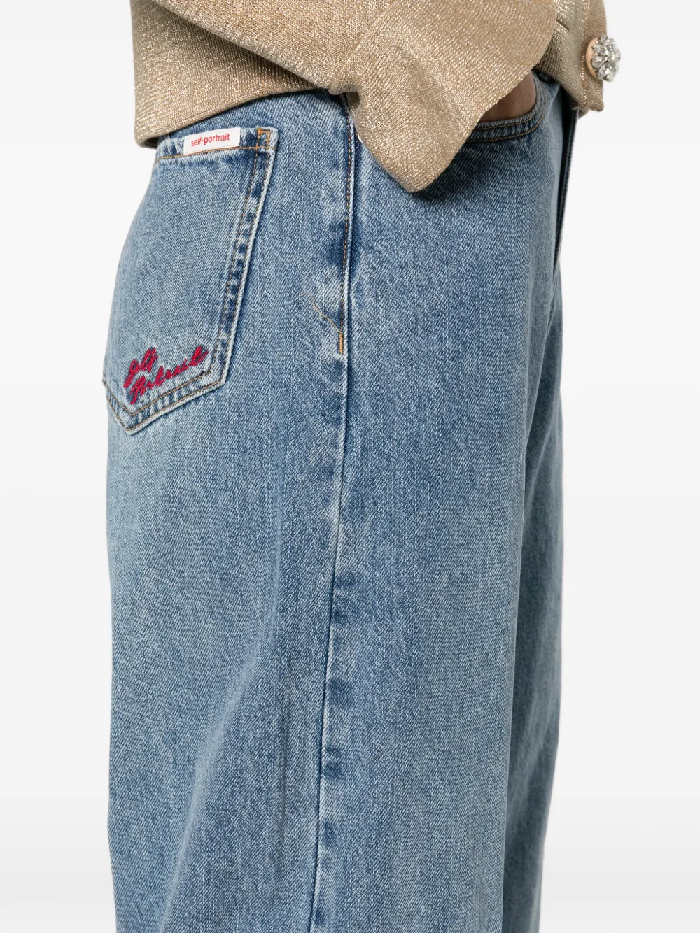 Self-Portrait Jeans met afwerking Blauw
