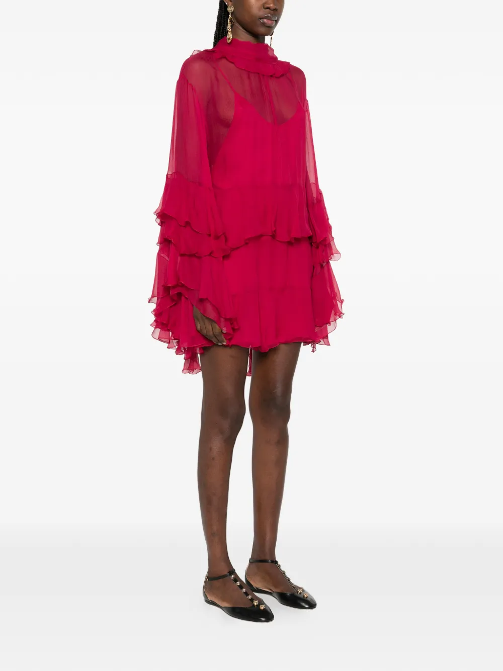 Chloé Mini-jurk met ruches Roze