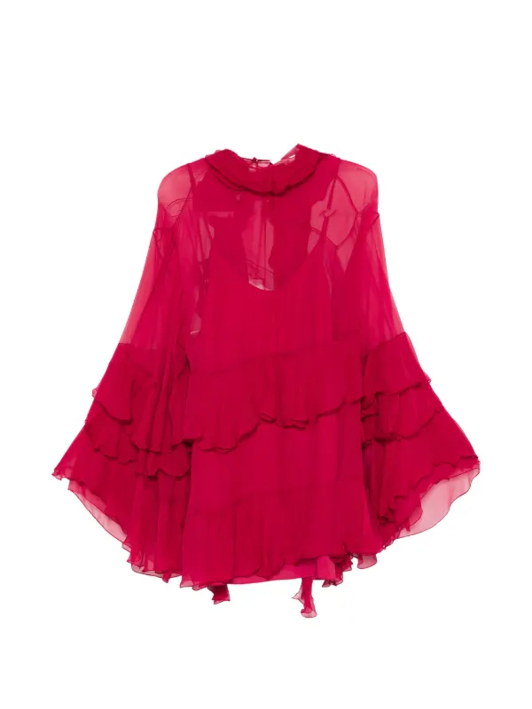 Chlo Tiered-ruffles Mini Dress - Pink
