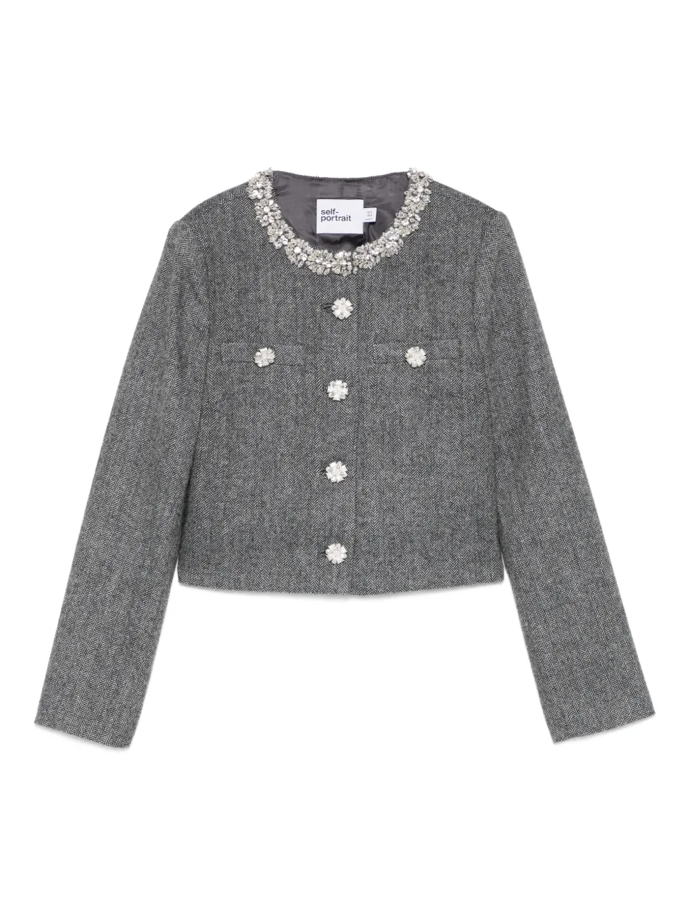 Self-Portrait cropped jacket | gris | Image 1