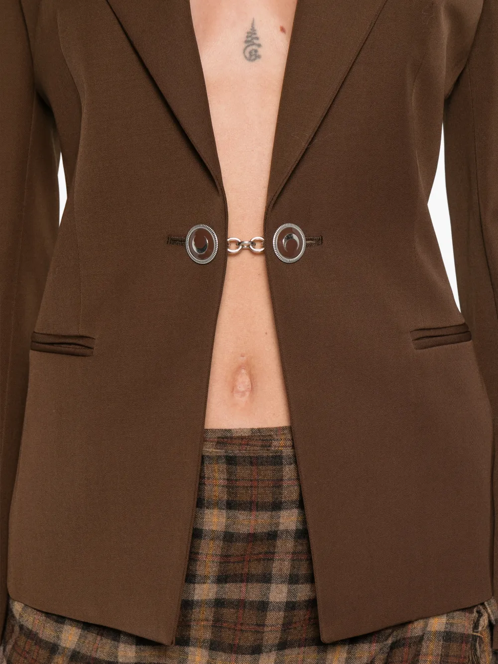 Marine Serre Buttoned Wool Jacket In Brown