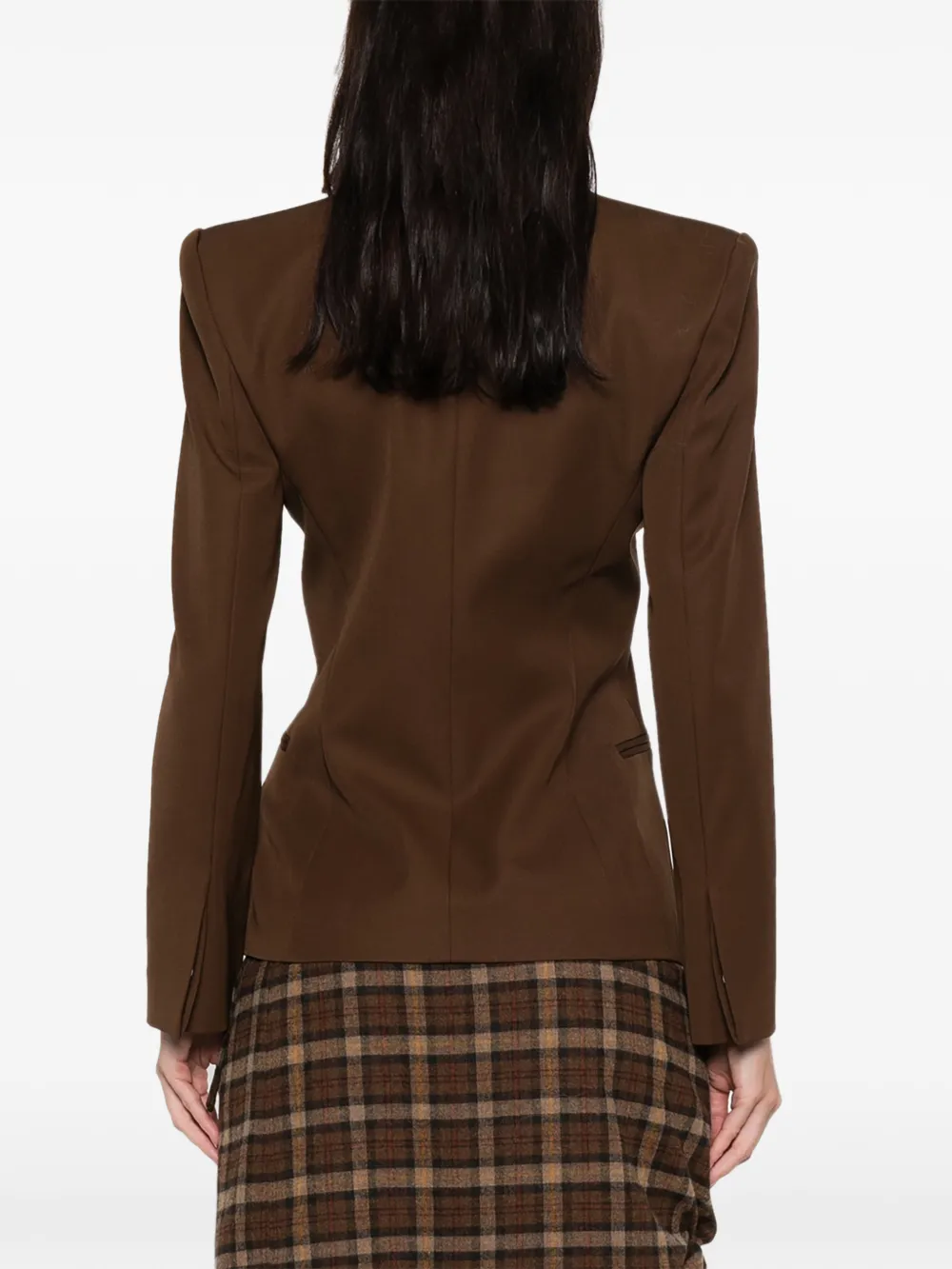 Marine Serre Buttoned Wool Jacket In Brown