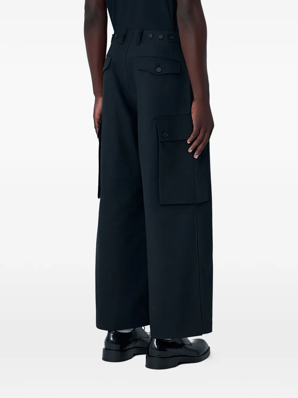 Comme des Garçons Homme Cargo broek met wijde pijpen Zwart