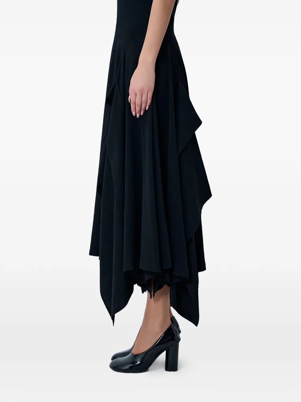 Yohji Yamamoto Flared midi-rok Zwart