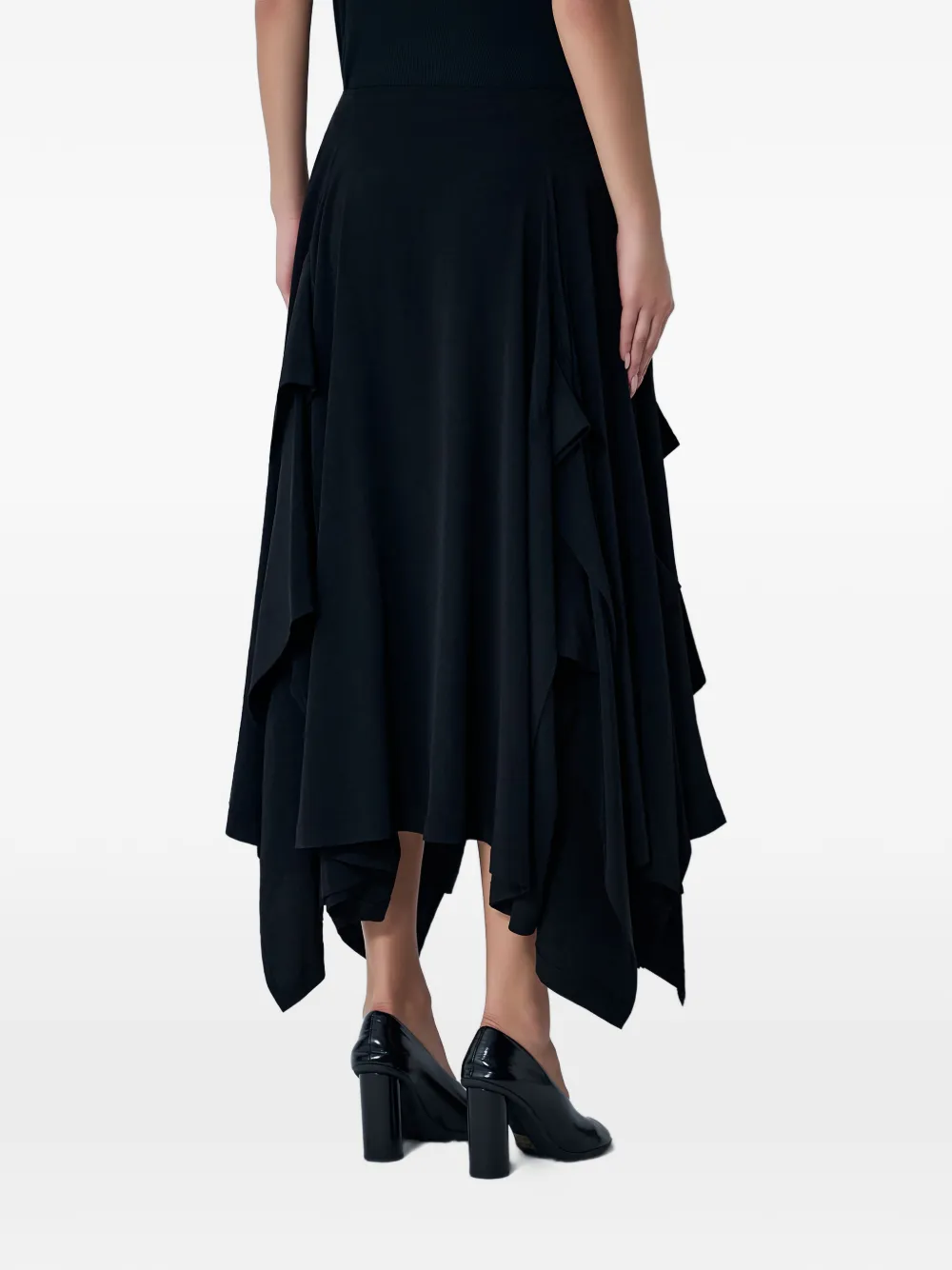Yohji Yamamoto Flared midi-rok Zwart