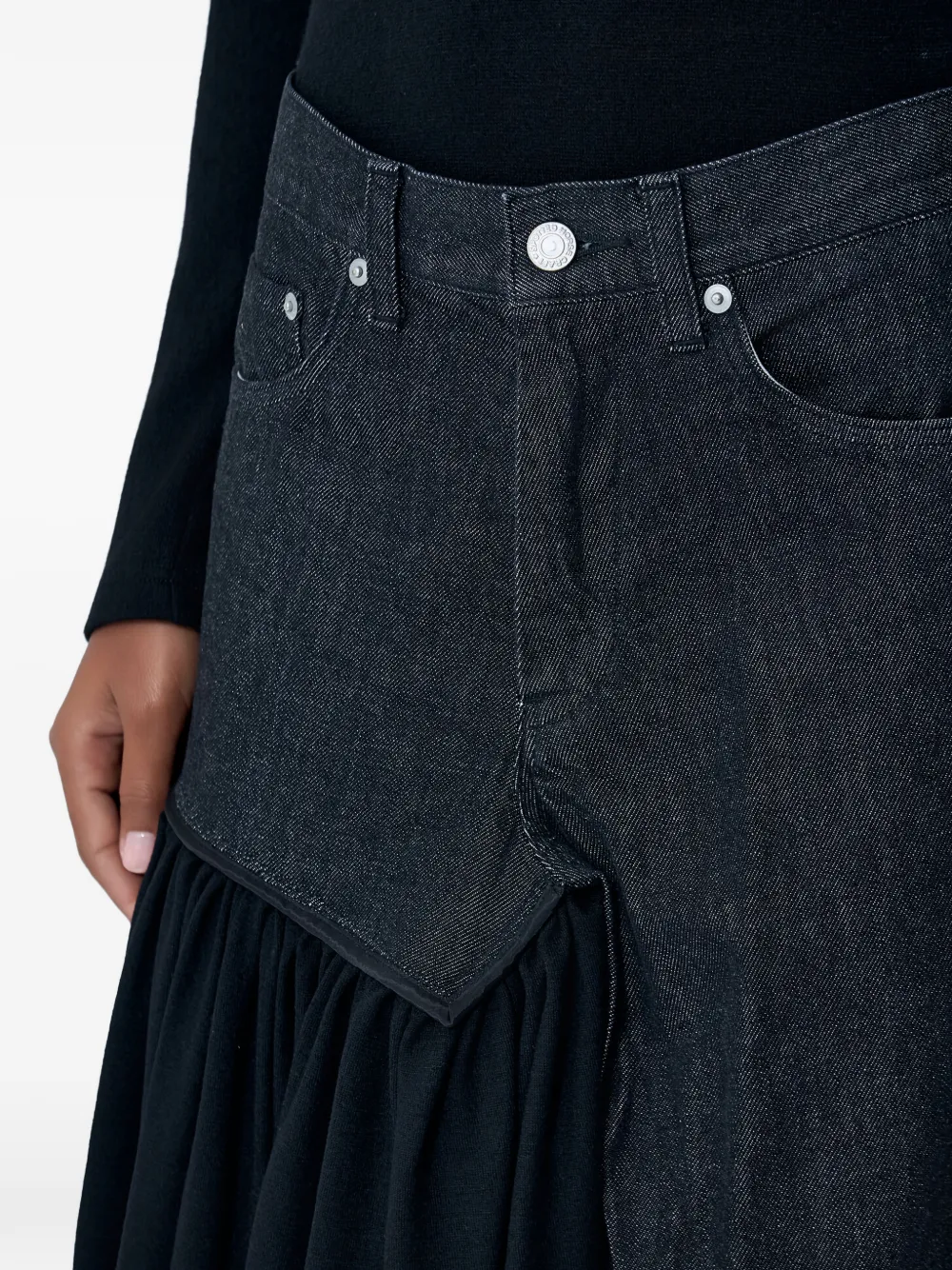 Yohji Yamamoto Midi-rok met contrasterend vlak Zwart