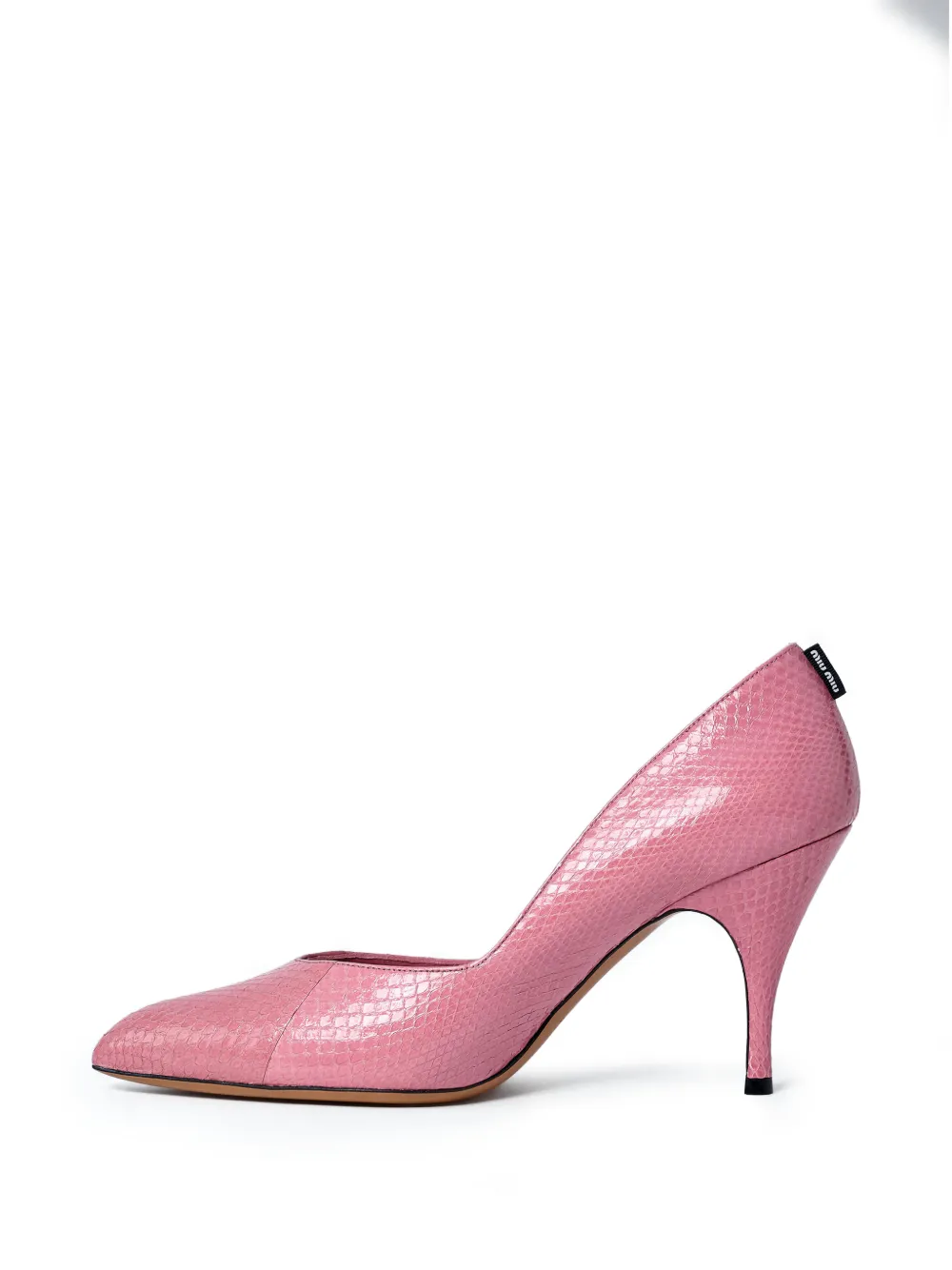 Miu 85 mm pumps met puntige neus en textuur Roze