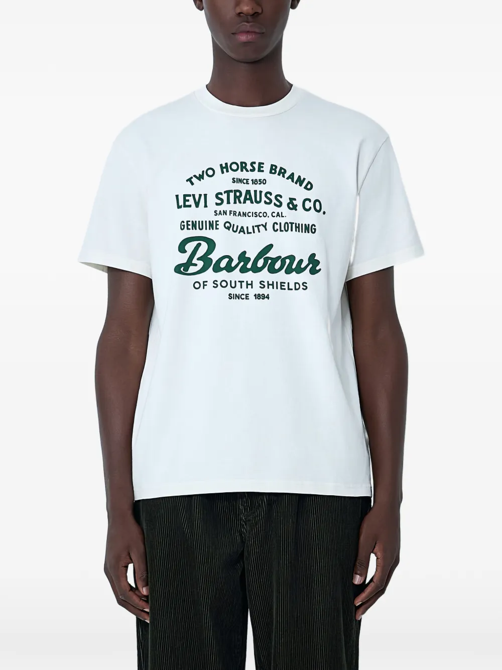Levi's x Barbour logo-motif crew-neck T-shirt - Toni neutri