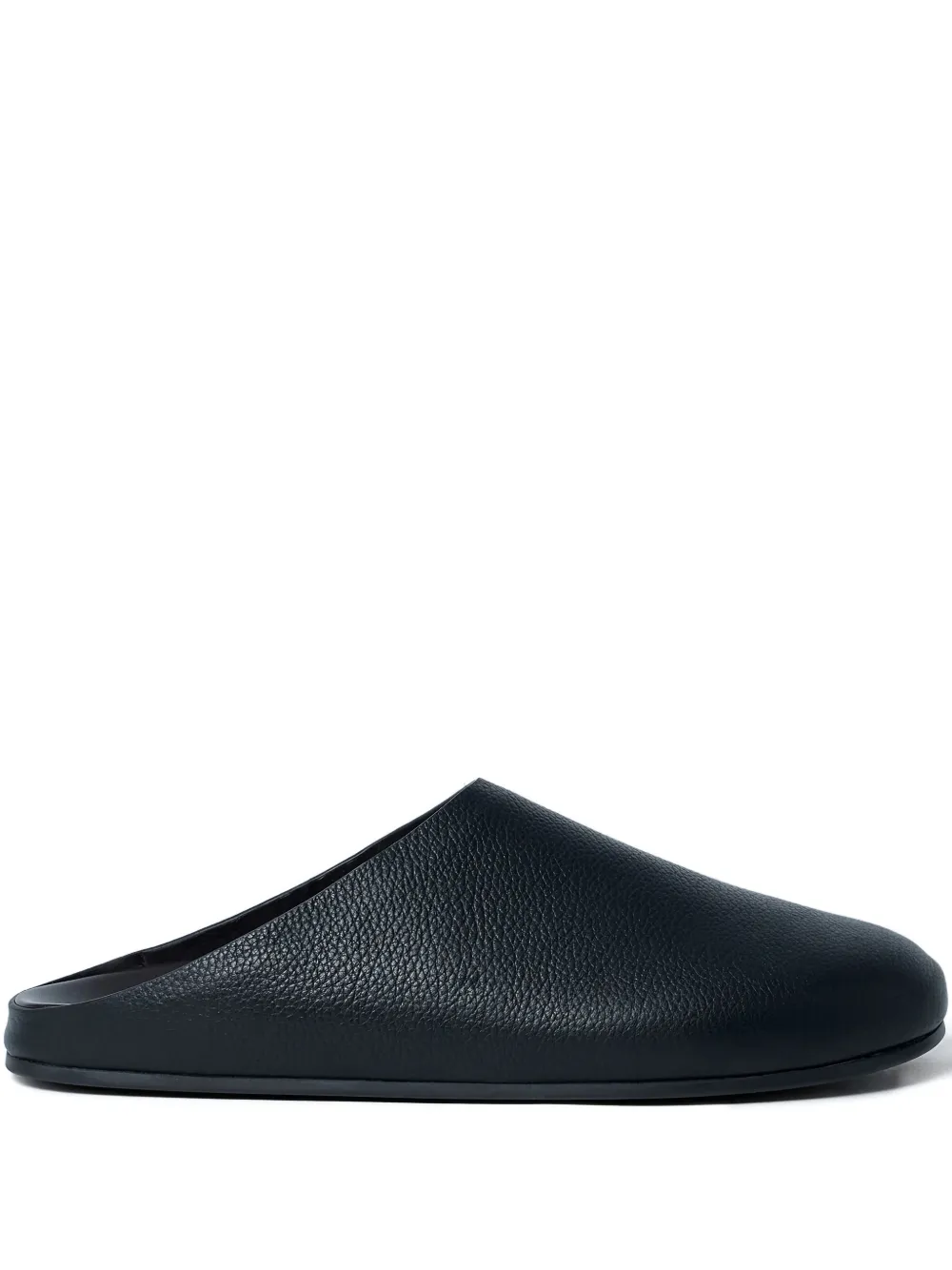 The Row Hudson Leather Flat Mules In Black