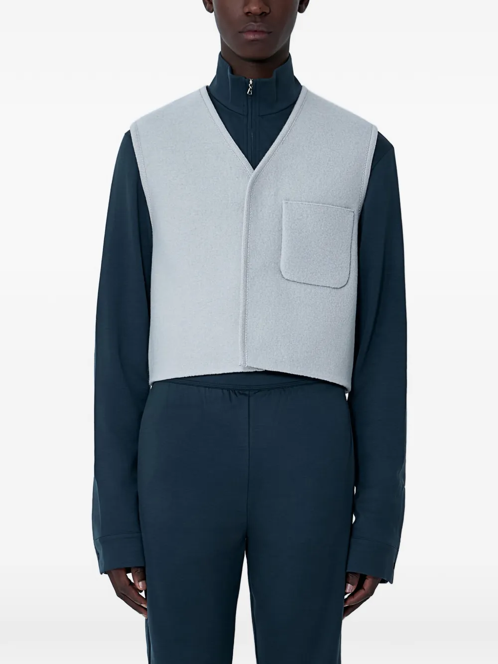 Rier patch-pocket V-neck gilet - Grey