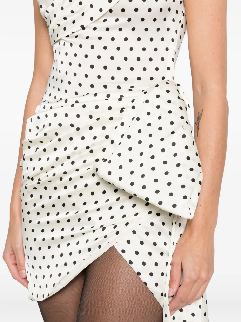 Polka-Dot Draped Mini Dress