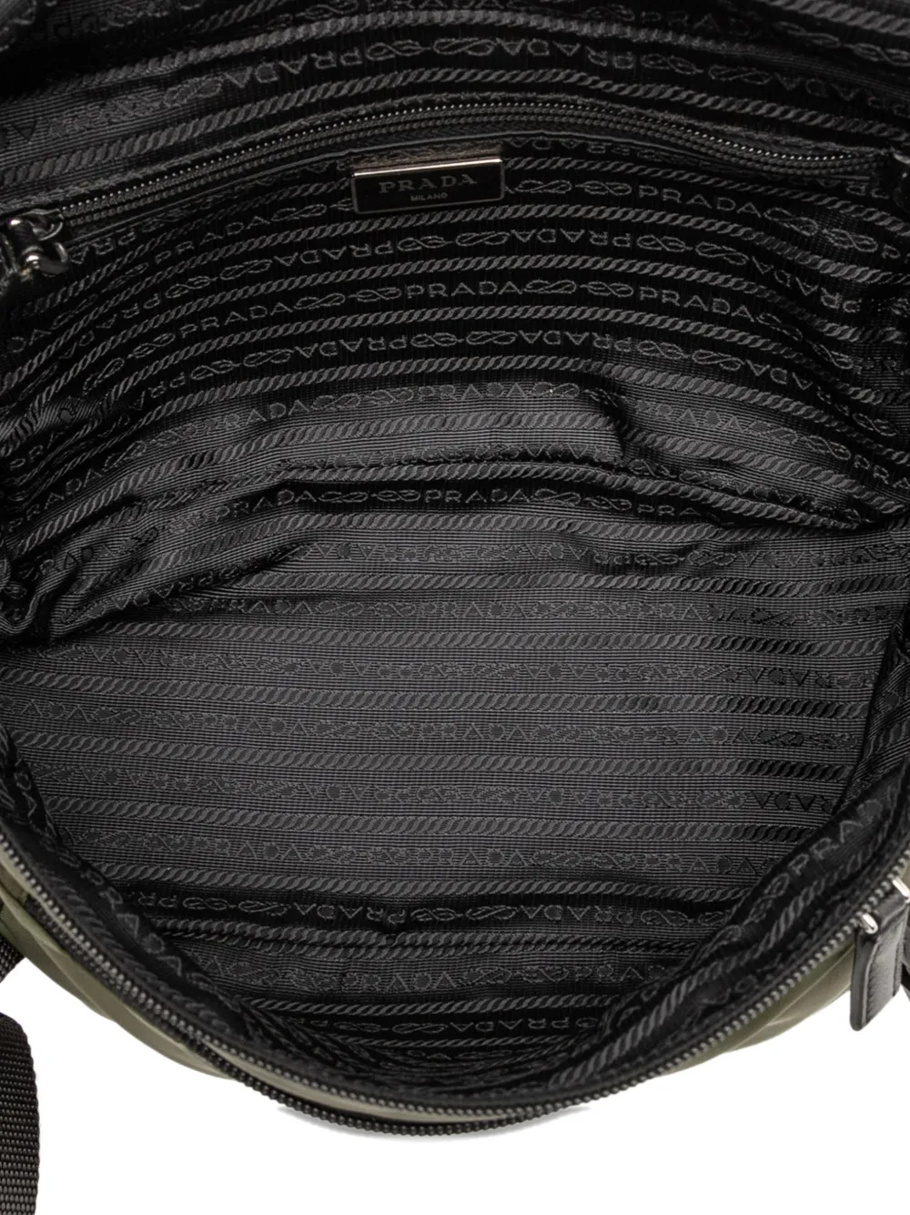 PRADA Pre-owned 2013-2025 Saffiano Trimmed Tessuto Double Buckle Belt Bag In Green