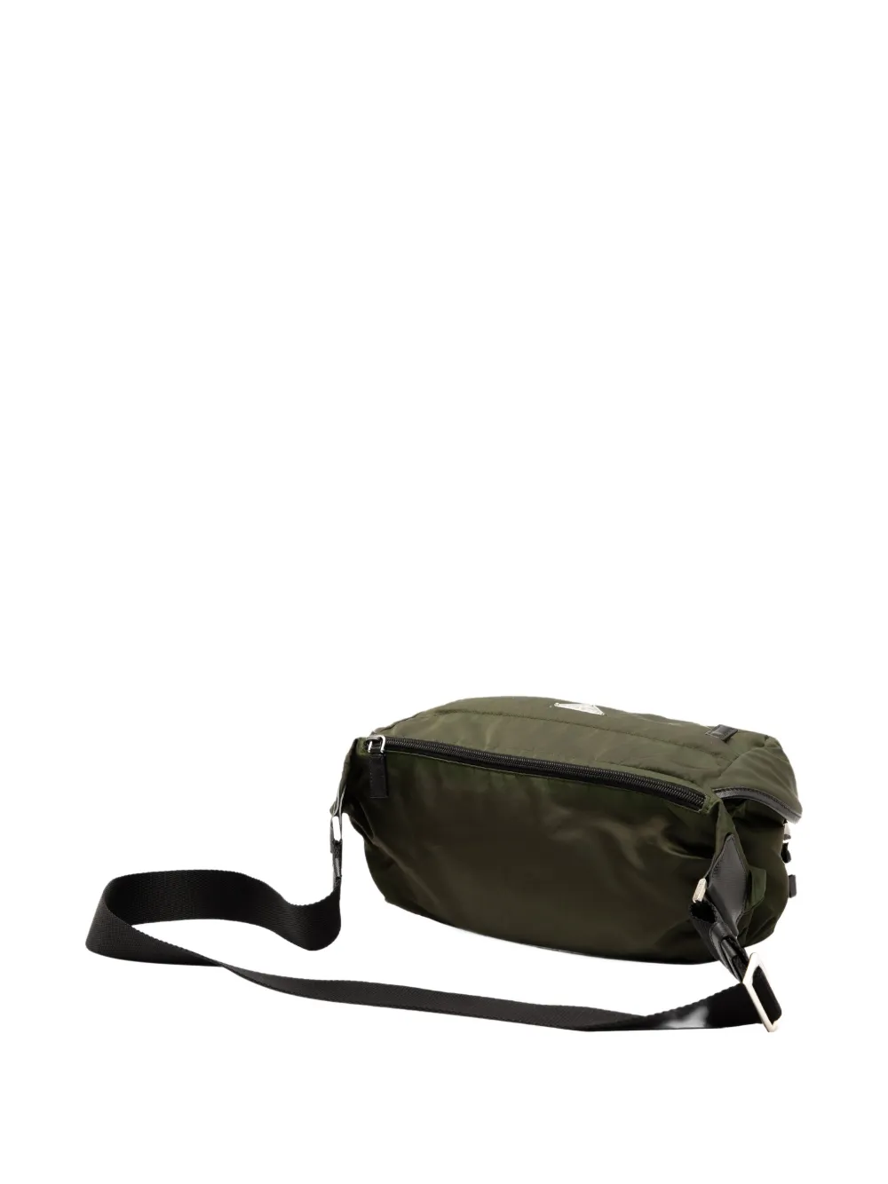 PRADA Pre-owned 2013-2025 Saffiano Trimmed Tessuto Double Buckle Belt Bag In Green