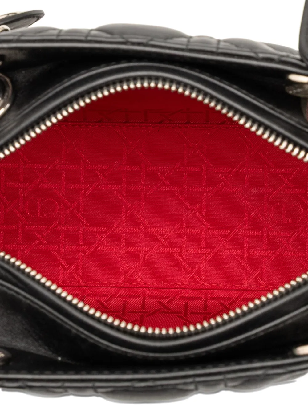 DIOR Pre-owned 2018 Medium Lambskin Cannage Lady Satchel In Black