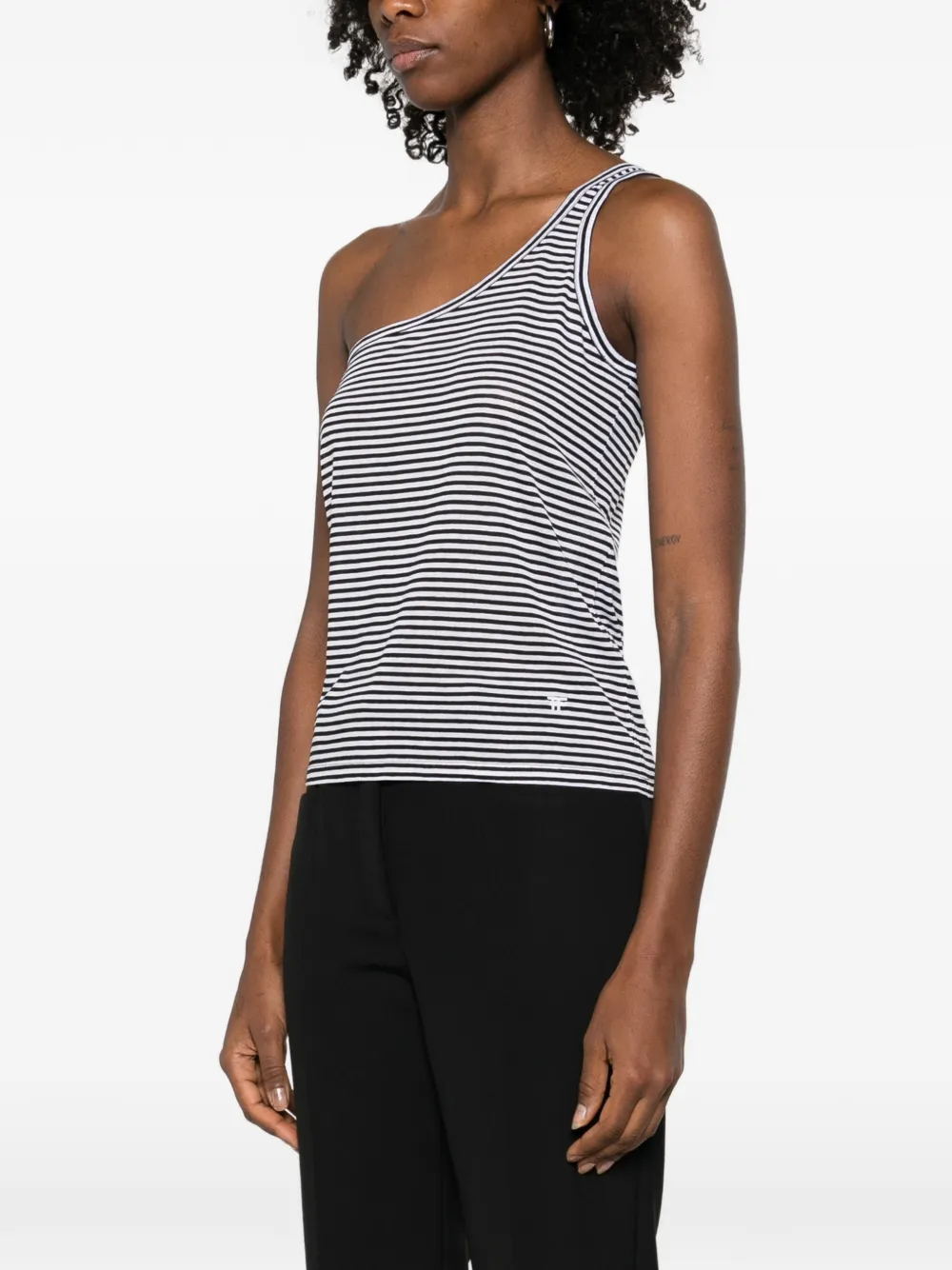  Tom Ford Striped One-shoulder Top - White 