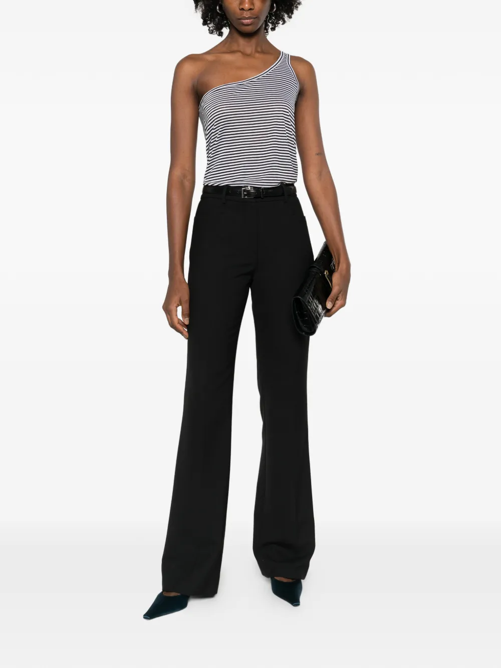  Tom Ford Striped One-shoulder Top - White 